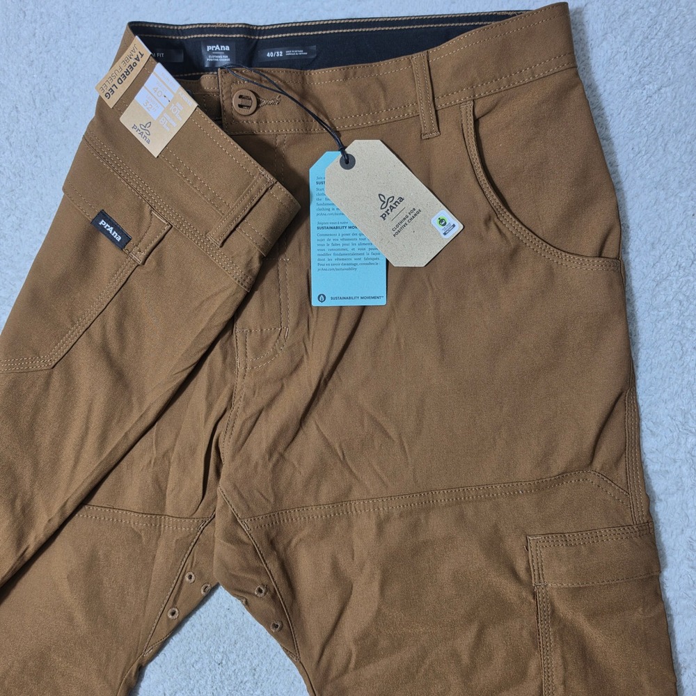 NEW! Prana Stretch Zion Slim Pant II Mens 40/32 Sepia Brown Taper Stretch Hiking
